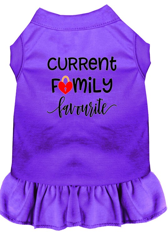 Family Favorite Screen Print Dog Dress Purple XS